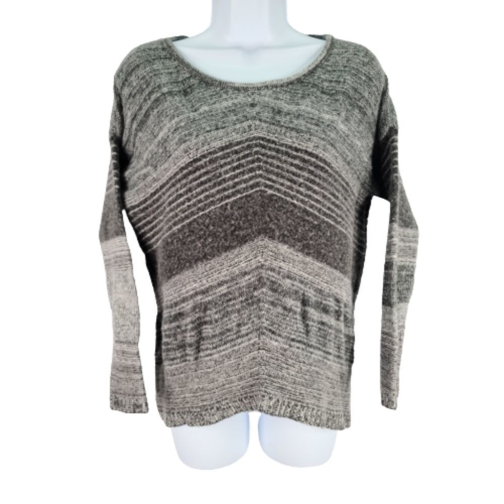 Express Mohair Sweater Gray Striped Long Sleeve